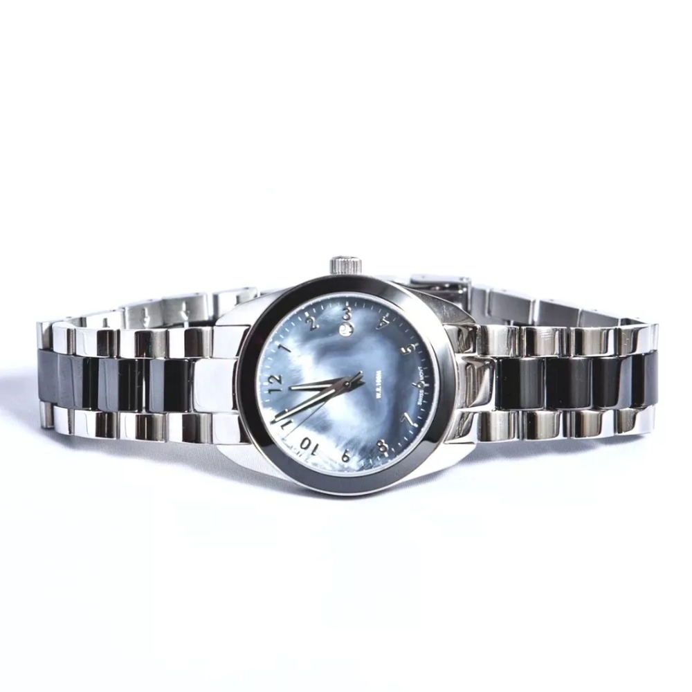 ANDROID Men's Zeon Swiss Stainless Steel Black Blue Ceramic Watch AD358
